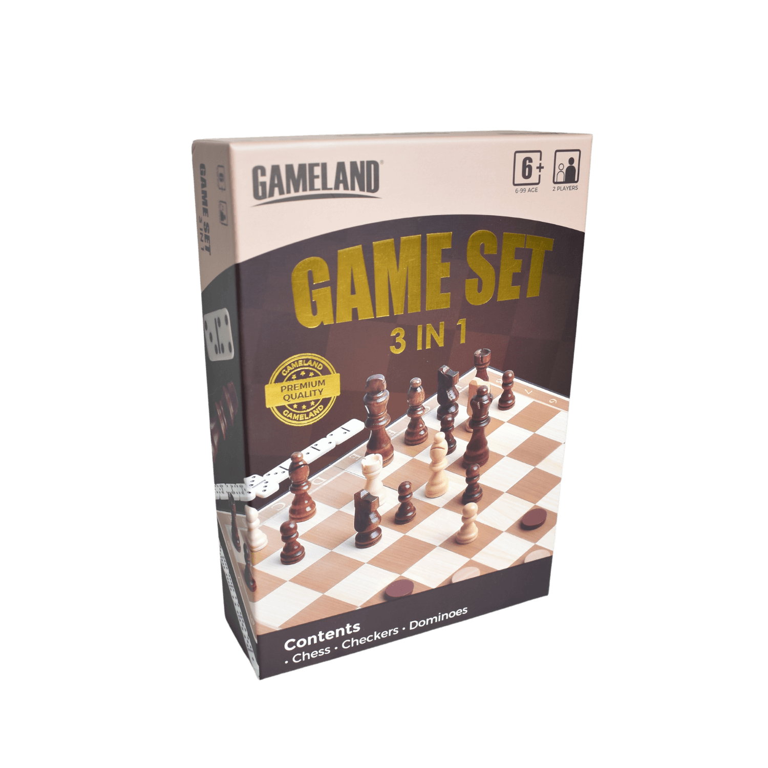Schach, Dame und Domino 3 in 1 Set